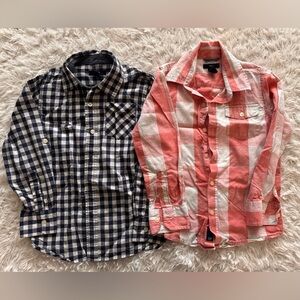GAP Kids Navy and Red Plaid Button Down Shirts